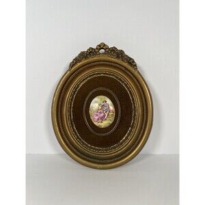 Vintage B & S Creations Picture Victorian Couple Cameo on Velvet
